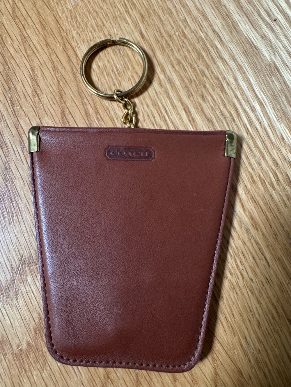 Vintage Coach Leather Squeeze Key Pouch British Tan with Key Ring 7215
